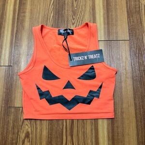 NWT Dolls Kill Trick N Treatz Wicked Thots Pumpkin Crop Top